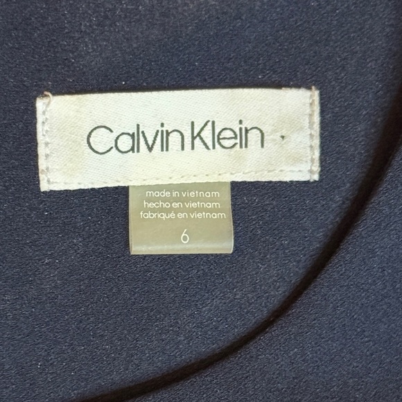 Calvin Klein Elegant Navy Midi Dress with mesh stripes sz 6 - Picture 3 of 14